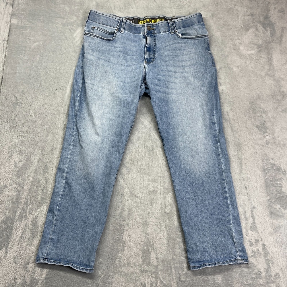 Lee Extreme Motion Jeans Mens 39x29 Blue Denim Performance Series Tapered Leg